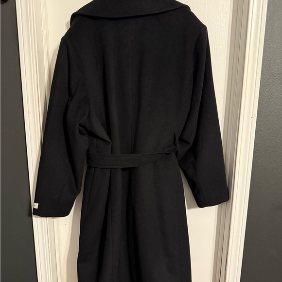 Anne Klein Black Cashmere Blend, Double-Breasted Trench Coat - Picture 2 of 4